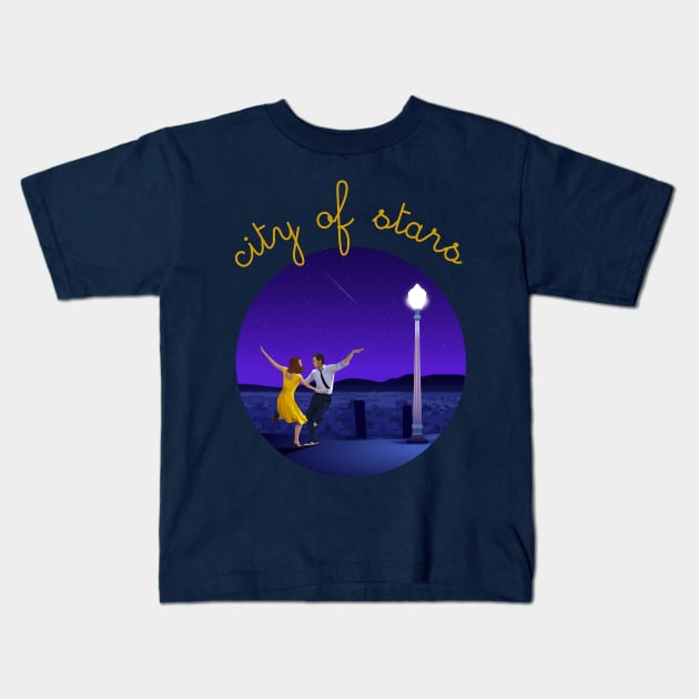 La la land illustration design Kids T-Shirt by Dorothy Designs